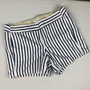 J. Crew 3.5” Striped Denim Nautical Cotton Shorts Black White Pockets Sz 2 / XS